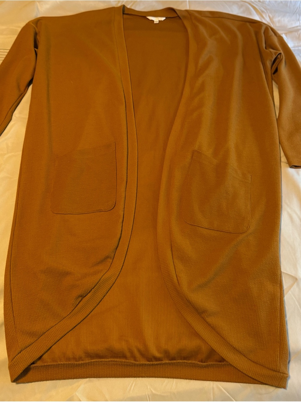 Open-Front Long Vest in Camel